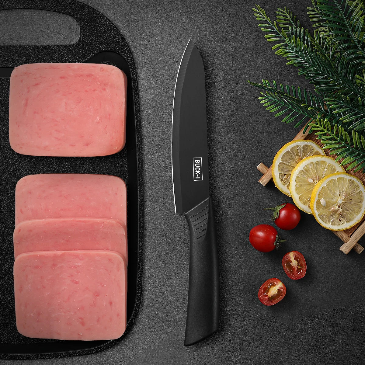 Kitchen knife set, including cleaver, chef's knife, and fruit knife, with knife block, suitable for peeling meat and vegetables
