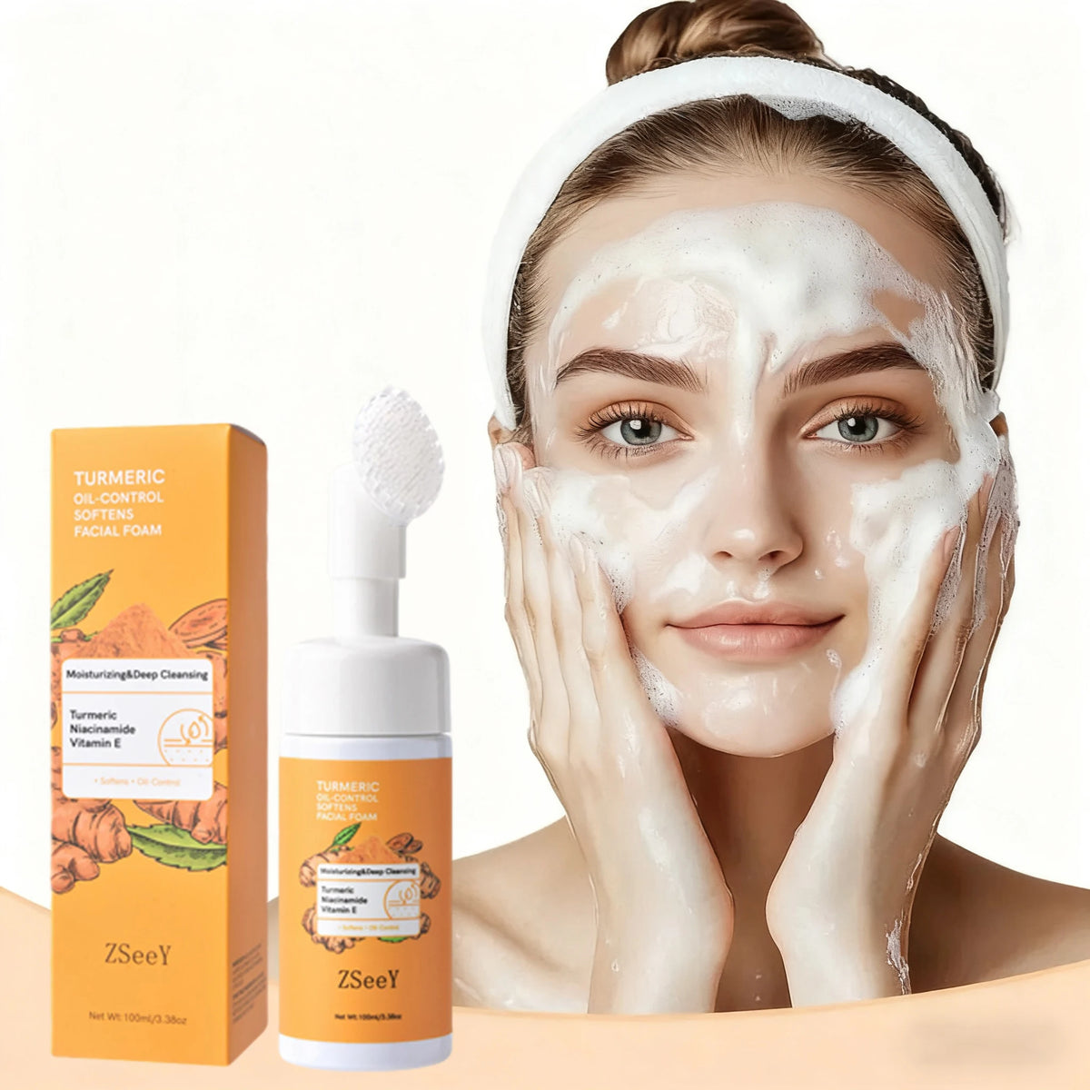 Turmeric Facial Cleanser with Brush - Brightening Face Wash 100ml