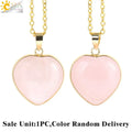 1PC Heart Crystal Pendant Necklaces for Women Natural Stone Pink Quartz Aquamarine Pendants Elegant Necklace Jewelry H674