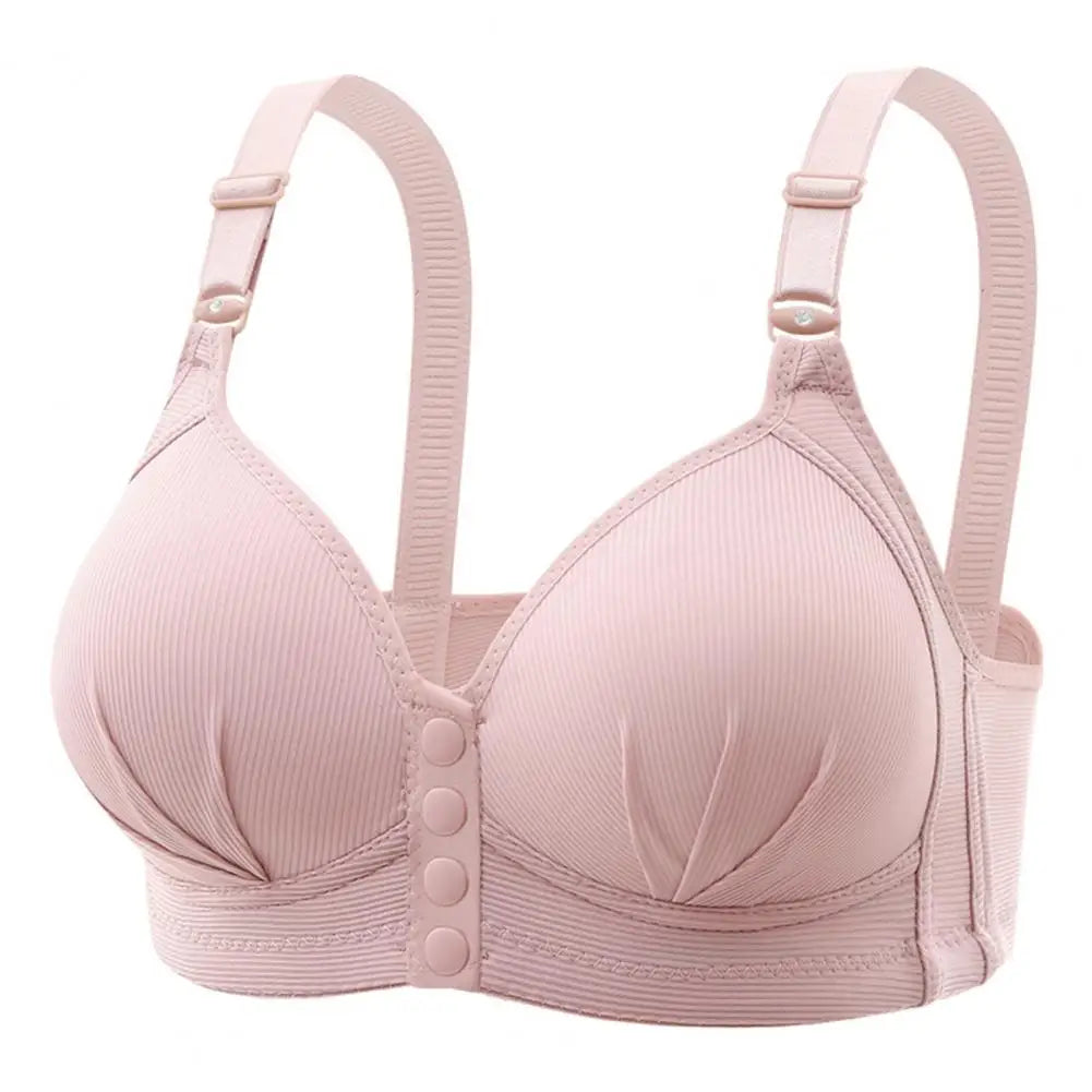 Sujetador transpirable con cierre delantero y realce para mujer, talla grande, sin aros, con tirantes ajustables