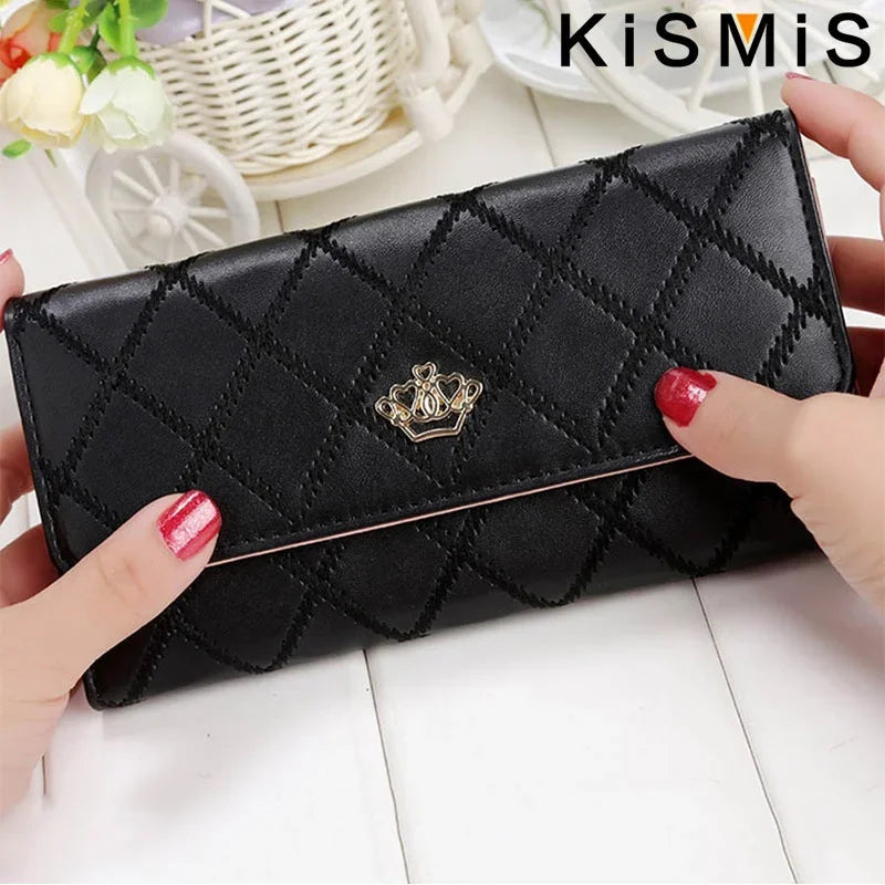 Womens Plaid PU Leather Wallet Long Wallet with Phone Bag Coin Pocket Card Holder Slim Purse
