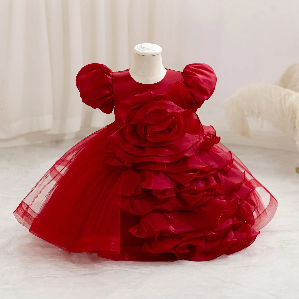 HETISO Summer 3D Bow Baby Girl's Birthday Dress Mesh Kids Ball Gown for Performance Holiday Party 1-4 Years