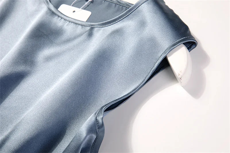 Elegant Fashion Satin Tank Tops Office Lady Blouse Shirts plus  Summer Slim Sleeveless Vest Women Simple O-neck Tops y2k clothes