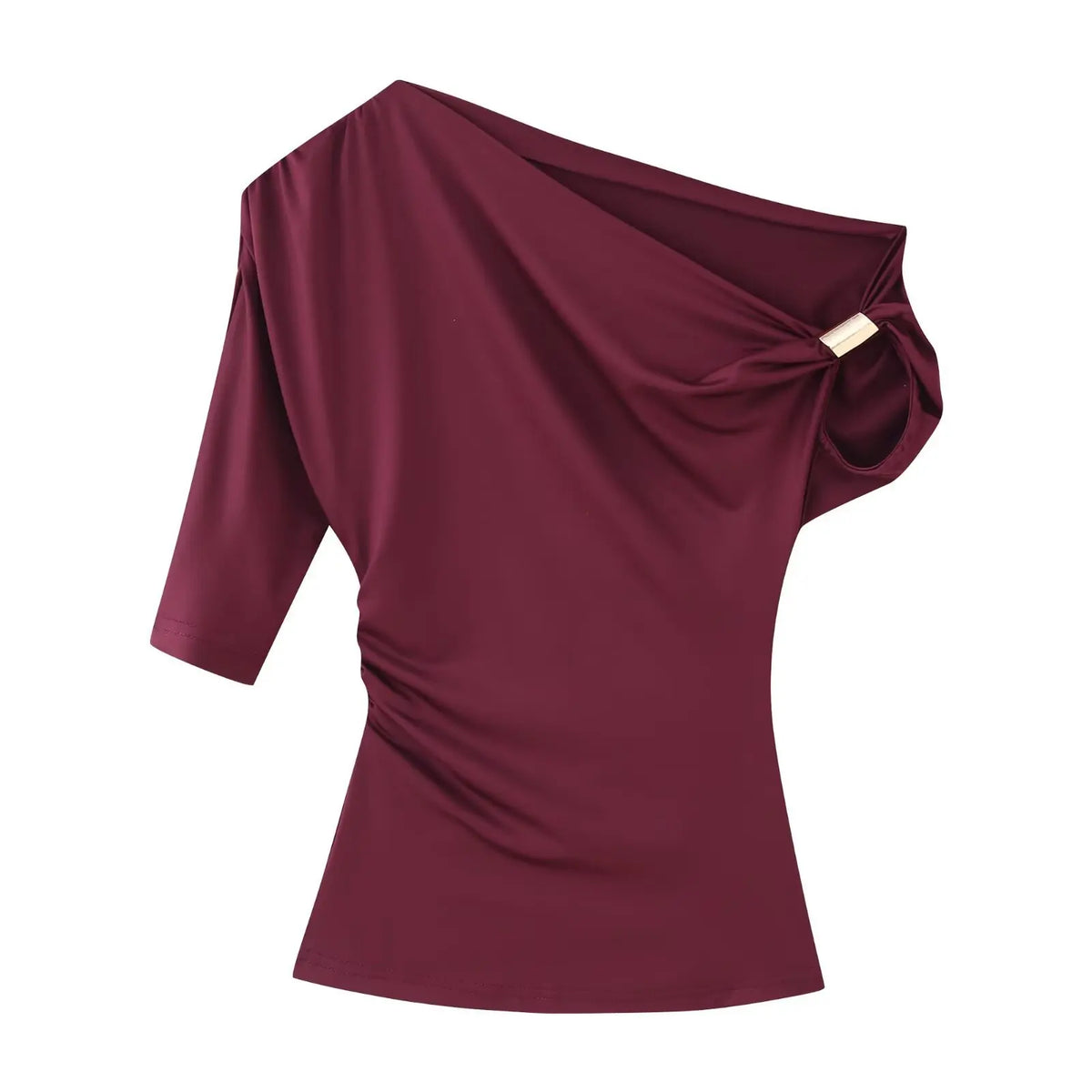 Lauzuola Women's Asymmetric Short Sleeve T-Shirt - Solid Broadcloth
