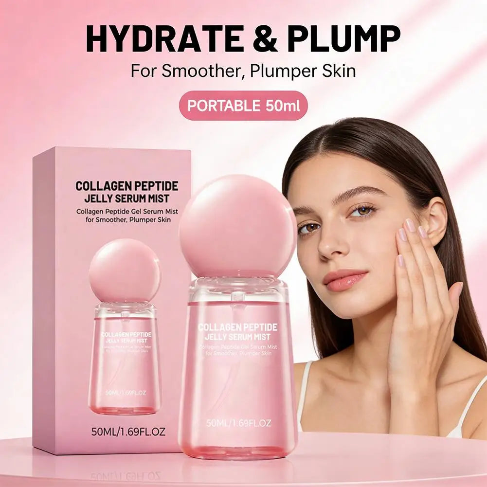 Collagen Peptide Jelly Serum Mist Plumping Smoothing Dry Skin Brighten Firming Deep Hydrating Spray Serum with Collagen Peptides