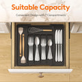 1 organizador de cubiertos plateados - Organizador expandible de cajones de cocina, organizador ajustable de utensilios, bandeja de cubiertos para tenedores, cuchillos,