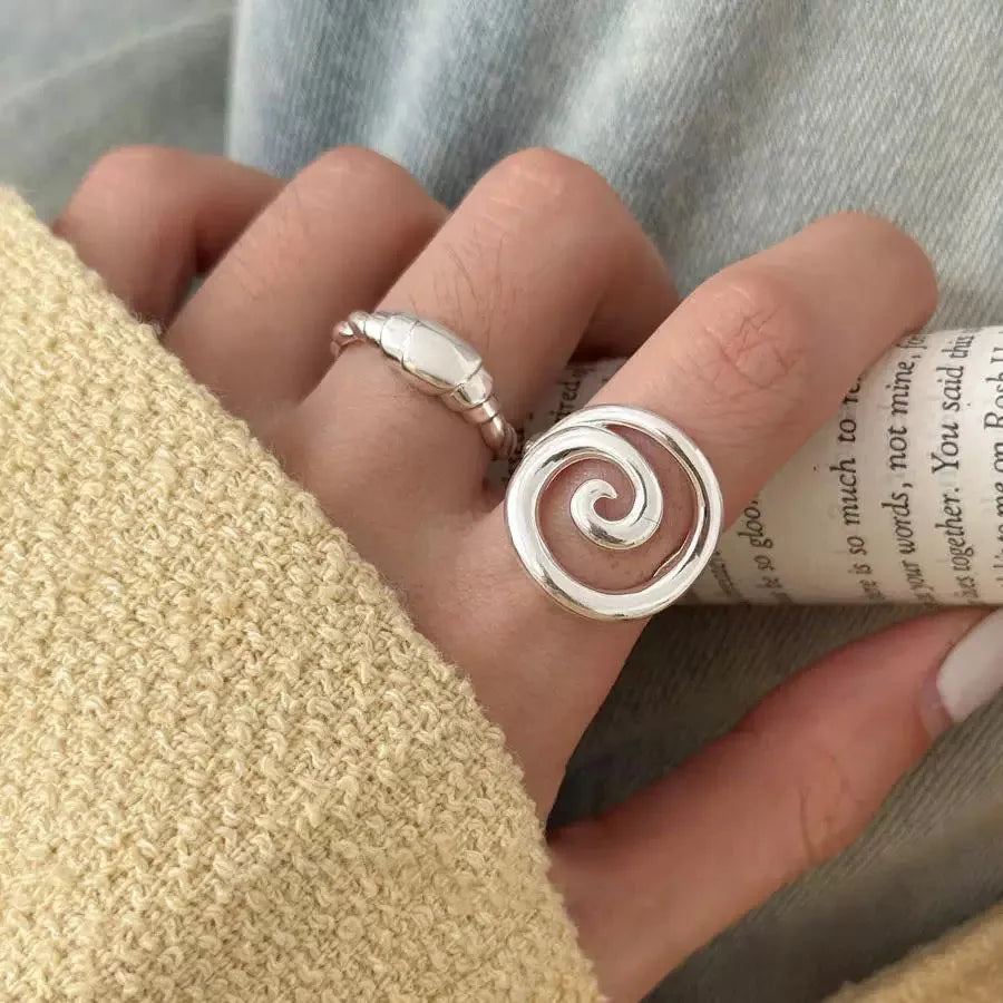 925 Sterling Silver Rings For Women'S Couple Minimalist Handmade Round Line Ring Jewelry Prevent Allergy