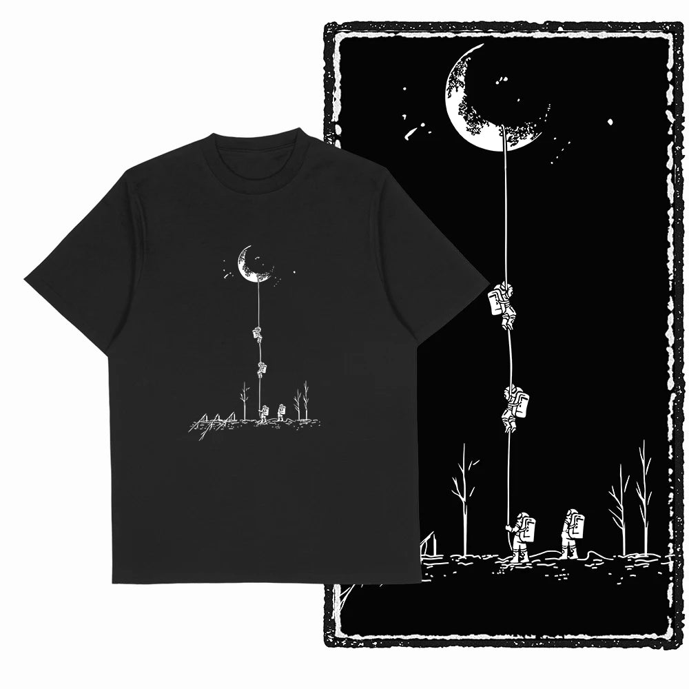 The Coolmind Men's 100% Cotton Astronaut Graphic T-Shirt - Black