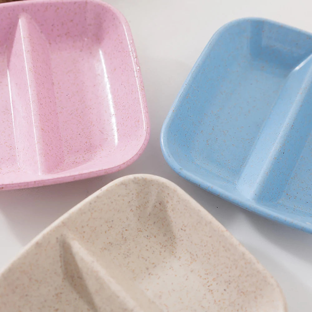 6PCS Wheat Straw Seasoning Dish Household Kitchen Creative Dipping Snack Dish Plastic Small Plate Tableware