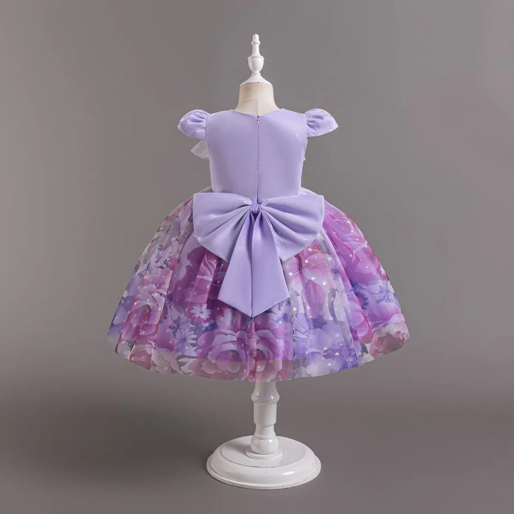 HETISO Gradient Floral Princess Dress for Girls Ruffle Lace Elegant Kid's Party Gown Festa Junina Style Ages 4-10 Years