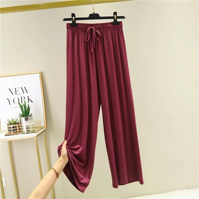 AINICEXIN Women's Wide Leg Pants - High Waist Casual Modal Trousers