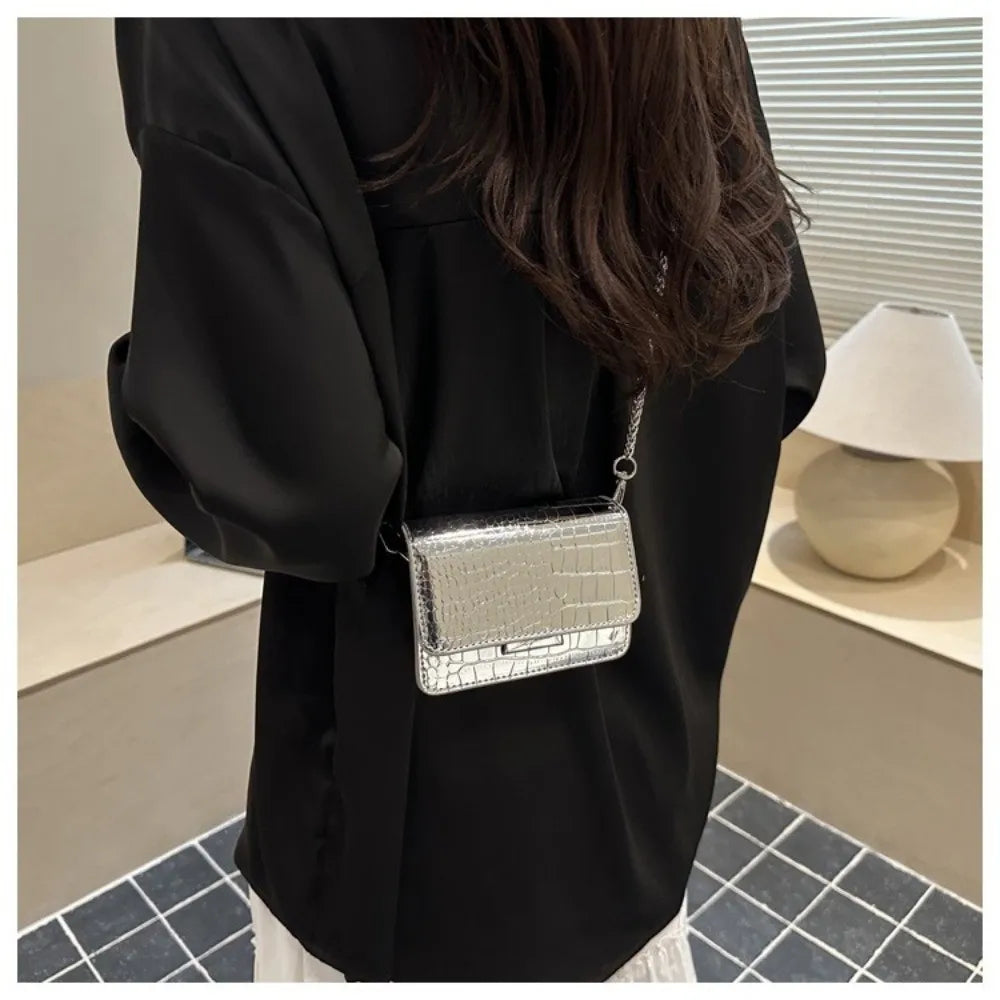 Fashionable Chain Strap Square Bag Solid Color PU Leather Crossbody Bag Tote Bag Women