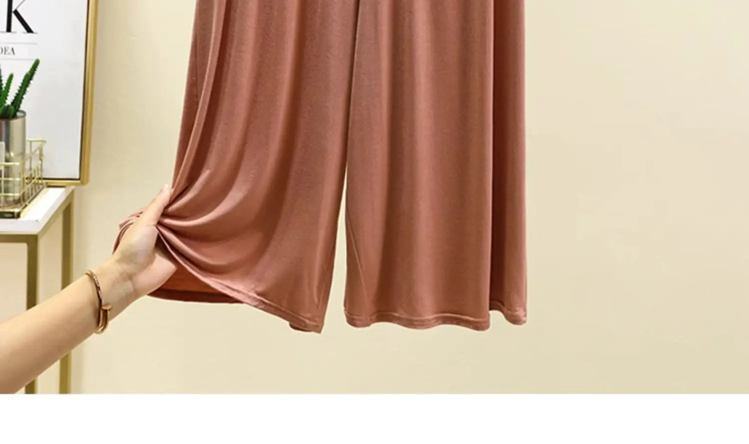 plus Size Modal Seven-Foot Pants Women Summer Loose Wide Leg Pants Elastic Waist Casual Home Pants Shorts Home Clothes