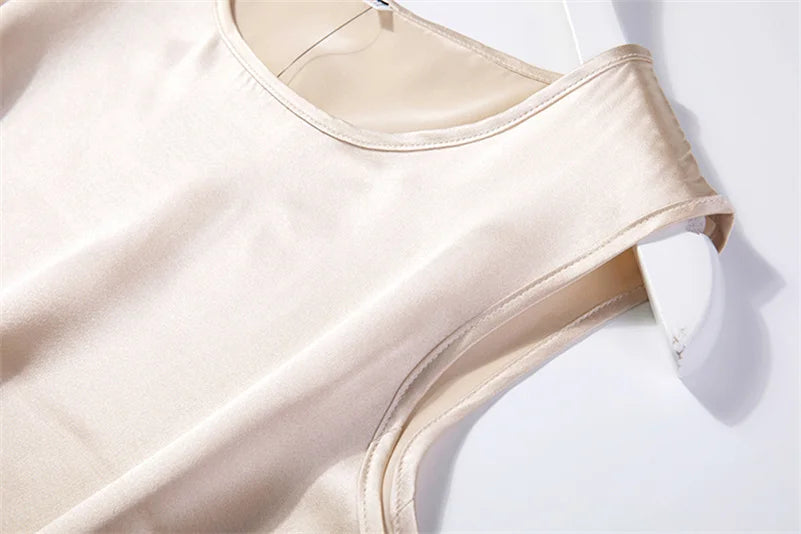 Elegant Fashion Satin Tank Tops Office Lady Blouse Shirts plus  Summer Slim Sleeveless Vest Women Simple O-neck Tops y2k clothes