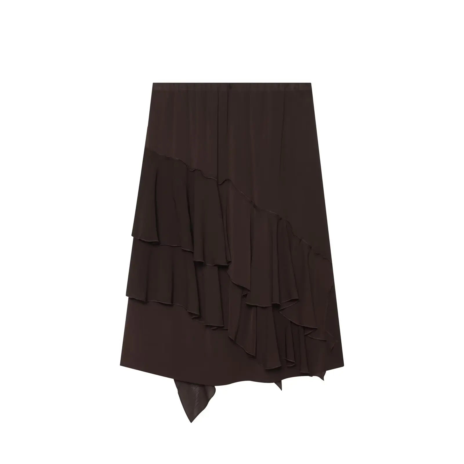 Women's Skirts Summer 2026 New Brown Ruffled Elastic Waist Skirts Women's Fashion Elegant Office Youth Summer Skirts Street