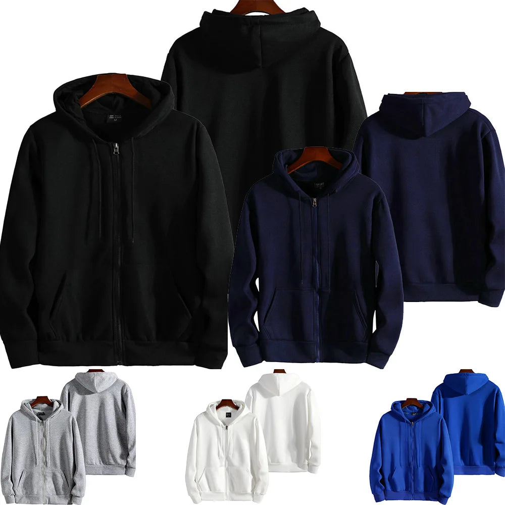 Fashion Zipper Hoodies Women'S/Men Fashion Long Sleeve Hooded Sweatshirt Casual Autumn Winter Sportwear Solid Clothes
