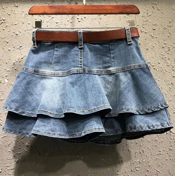 summer Cake Denim Skirt Women Skirts Fashion Elastic Women Denim Mini Skirts