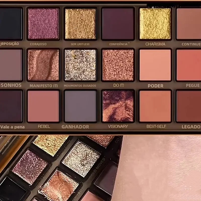 18-color Eye Shadow Palette Pearlescent Flow Finish Matte Glitter Rose Gold Black Punk-inspired Tones Party Makeup