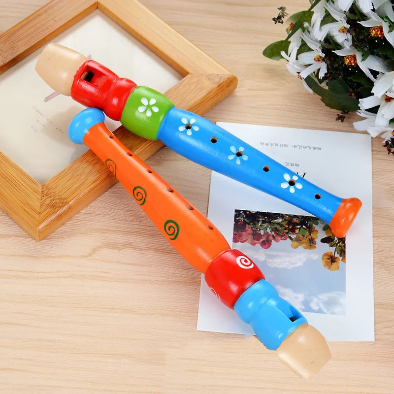 1 Pc Small Wooden Colorful Piccolo Flute for Kids Learning Rhythm Musical Instrument Early Education Music Sound Toys for Kids