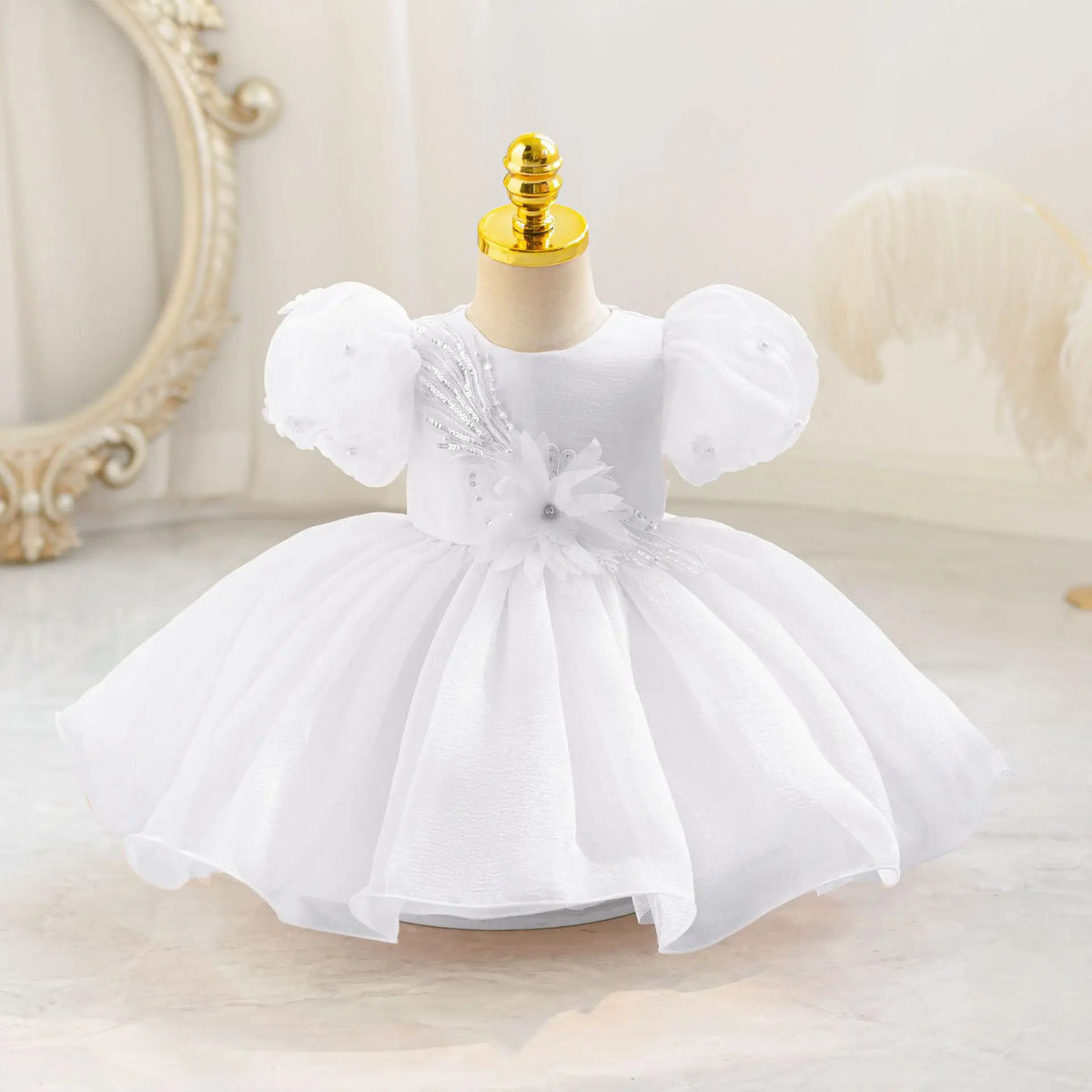 Summer Pearls Bow Baby Girl Dress Pink First Birthday Princess Wedding Kids Party Dresses Tutu Girl Bridesmaids Evening Gown