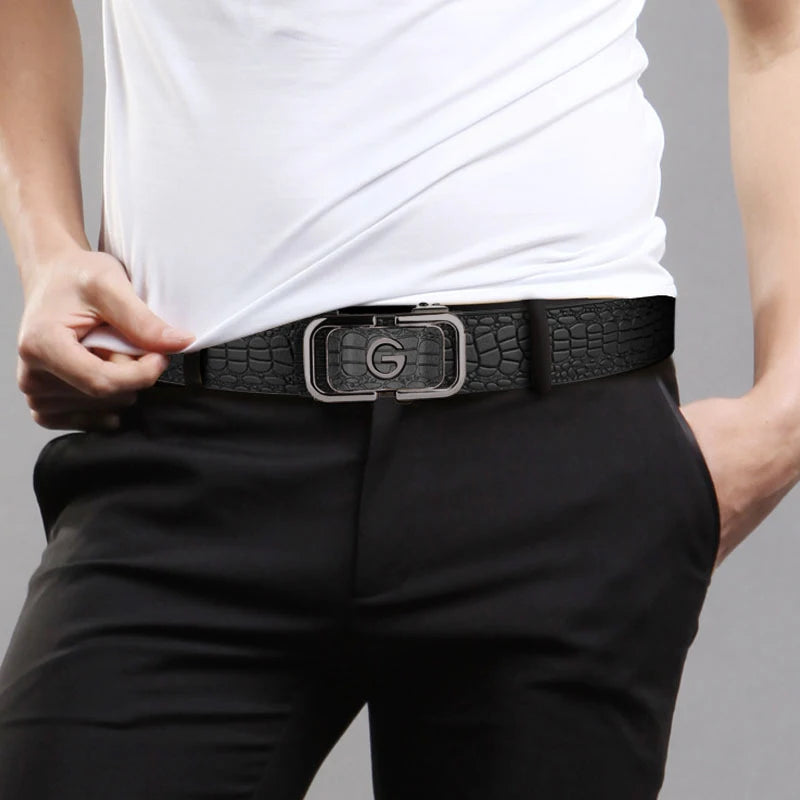 Stylish Men's PU Leather Belt - Fashion Belts for Daily Life, Leisure, Party, Festival, Work, and Business Automatic Buckle
