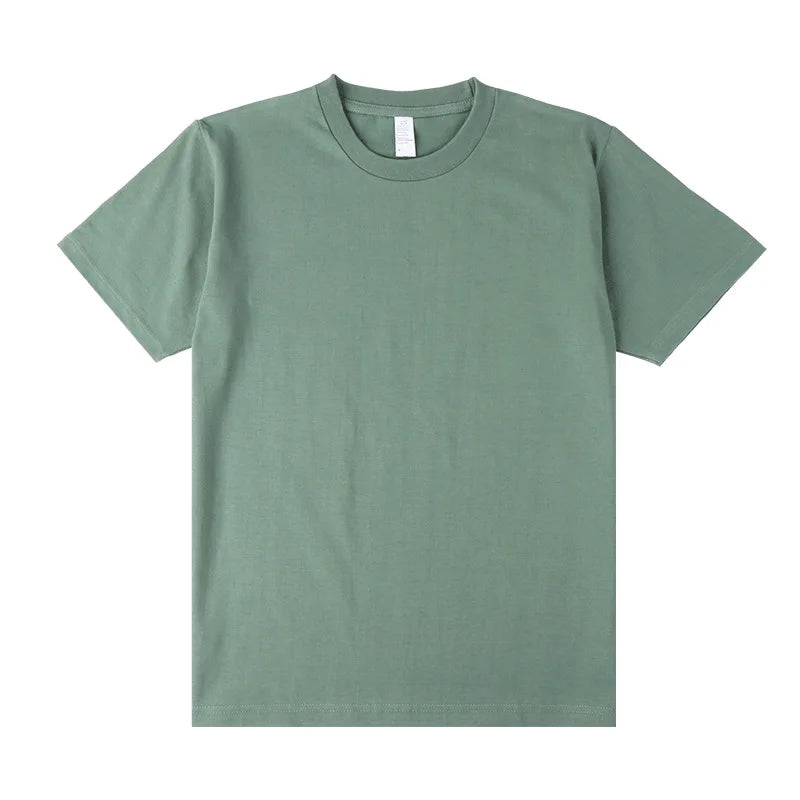 Men's Heavyweight Cotton T-Shirt - Loose Fit Crew Neck Short Sleeve