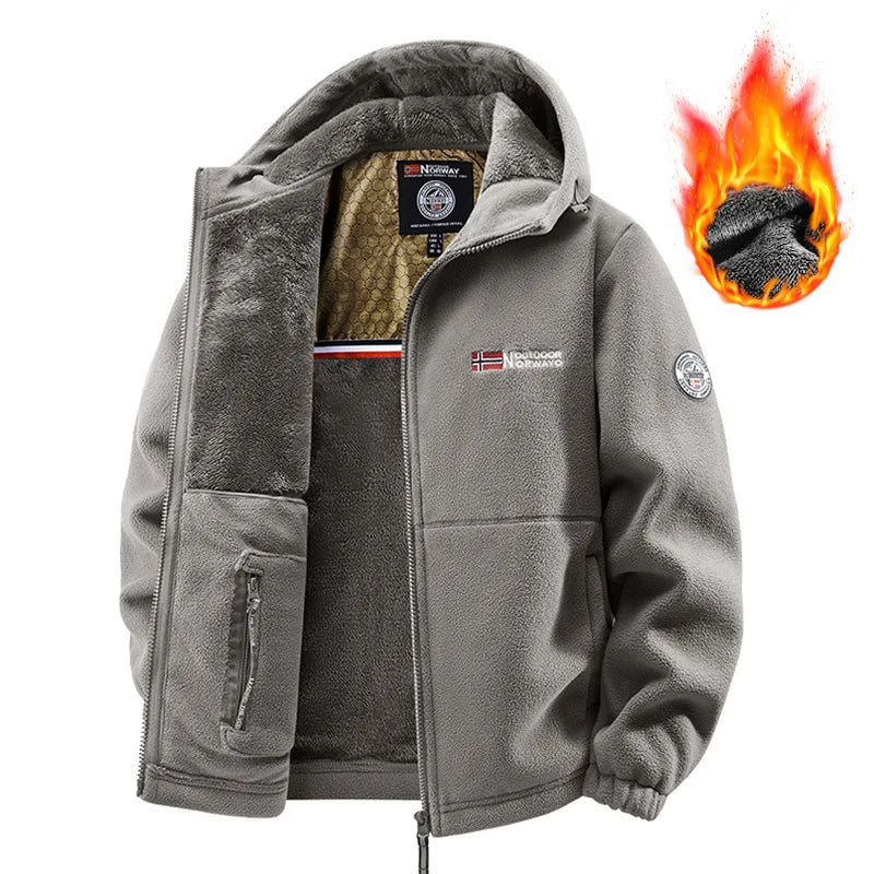 Ayrbao Men's Winter Jacket - Thick Fleece-Lined Hooded Coat