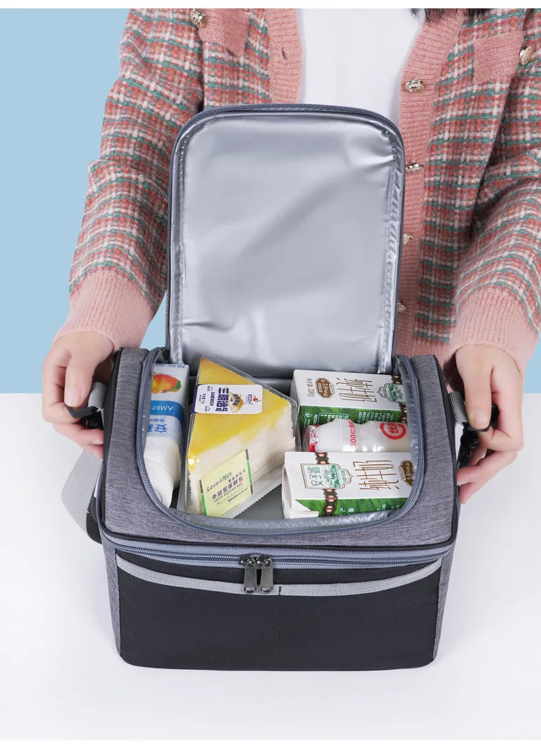 Bolsa de almuerzo de pana con aislamiento térmico, lonchera, bolso de mano, multifuncional, para niños, escuela, enfriador, bolsa de picnic, bolsa de comida