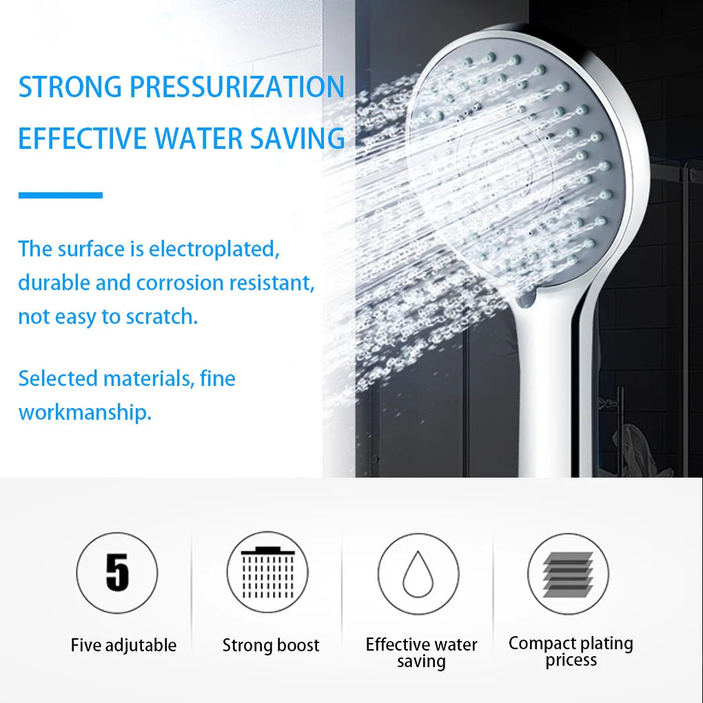 5 Modes Shower Head Set High Rainfall Massage Handheld Bath Sprayer Nozzle Shower Head With Hose Bracket Bathroom Accessories