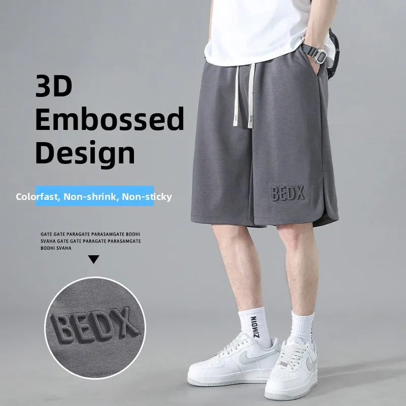American Style Men's Summer Thin Sporty Loose Fit Casual Shorts Five-Quarter Polyester Fiber Straight Leg Street Style