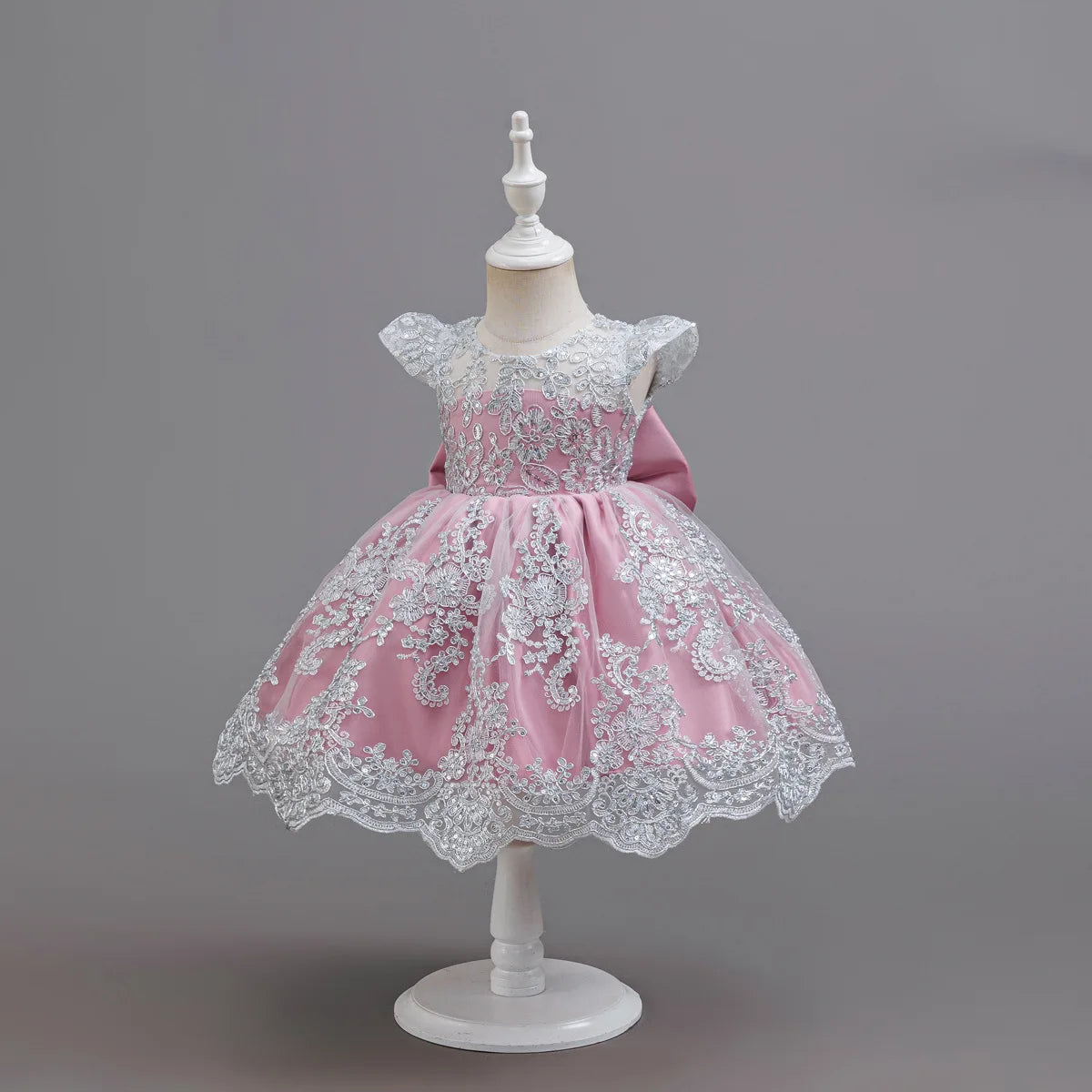 HETISO Children's Dress Princess Embroidery Lace Flower Girls Holiday Party Ball Gown Little Kids Summer Costume 1-6Y