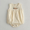 Girls Birthday Party Sisters Outfits Summer Green Apricot Floral Embroidery Sleeveless Bodysuit Vest Dress Baby Clothes H037