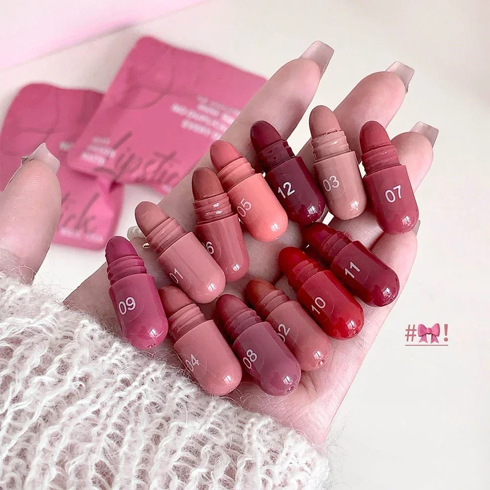 Matte Lipstick Capsule Set 12 Colors Long Lasting Non Fading Perfect Women Gift for Festival Makeup Lip Balm