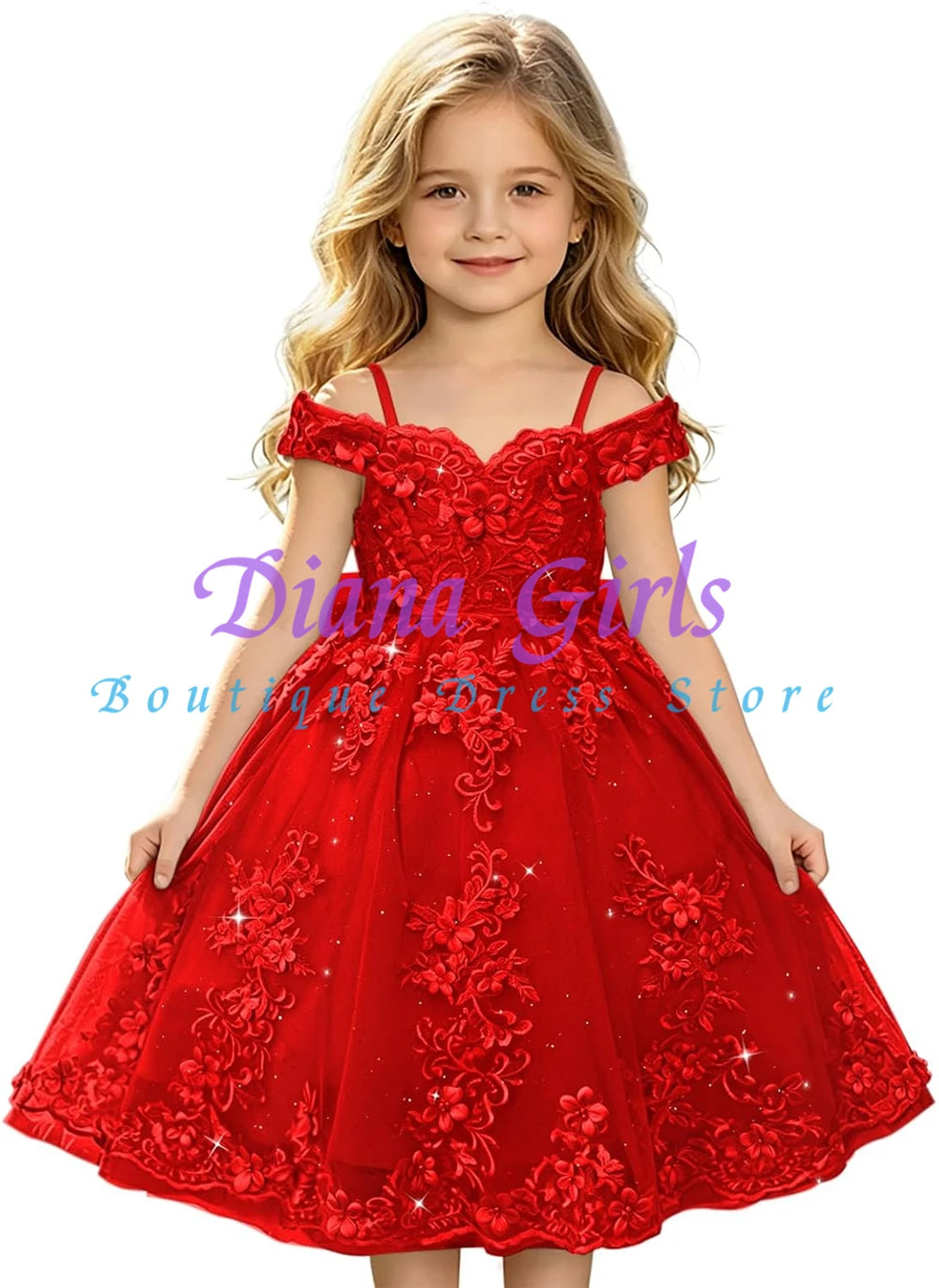 Gorgeous Quality Tulle Beading Flower Girl Dress Off Shoulder Flowers Lace First Communion Dress for Wedding Toddler Kids Gowns