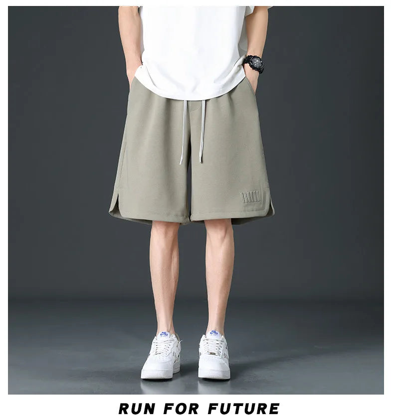 Loose Ice Silk Basketball Shorts Men's Summer Quick Dry Sport Mid-Pants American Breathable Casual Straight Loose Five-Quarter