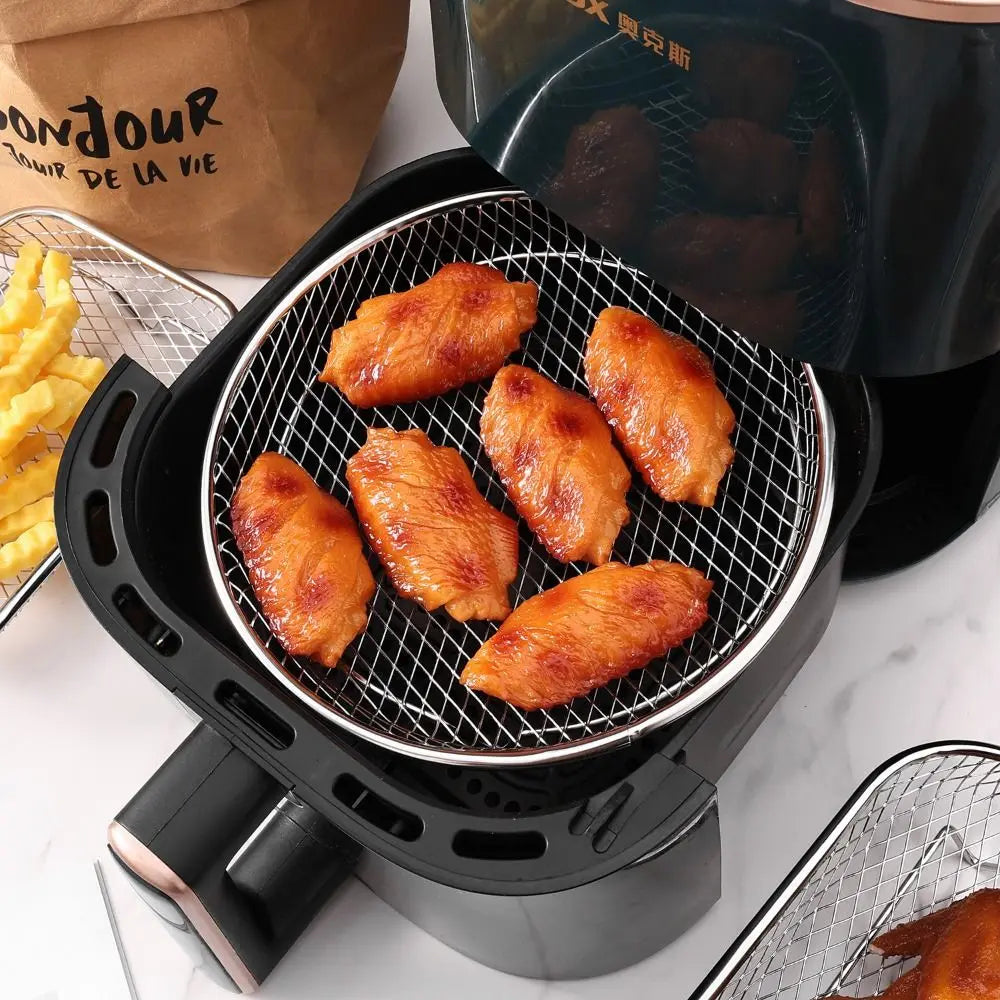 Nueva rejilla apilable duradera para freidora de aire, cesta de parrilla de acero inoxidable antiadherente, utensilios de cocina