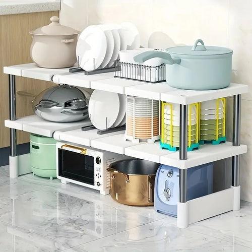 Estante organizador ajustable para debajo del fregadero, organizador de gabinetes de cocina y baño expandible, soporte de múltiples capas duradero que ahorra espacio