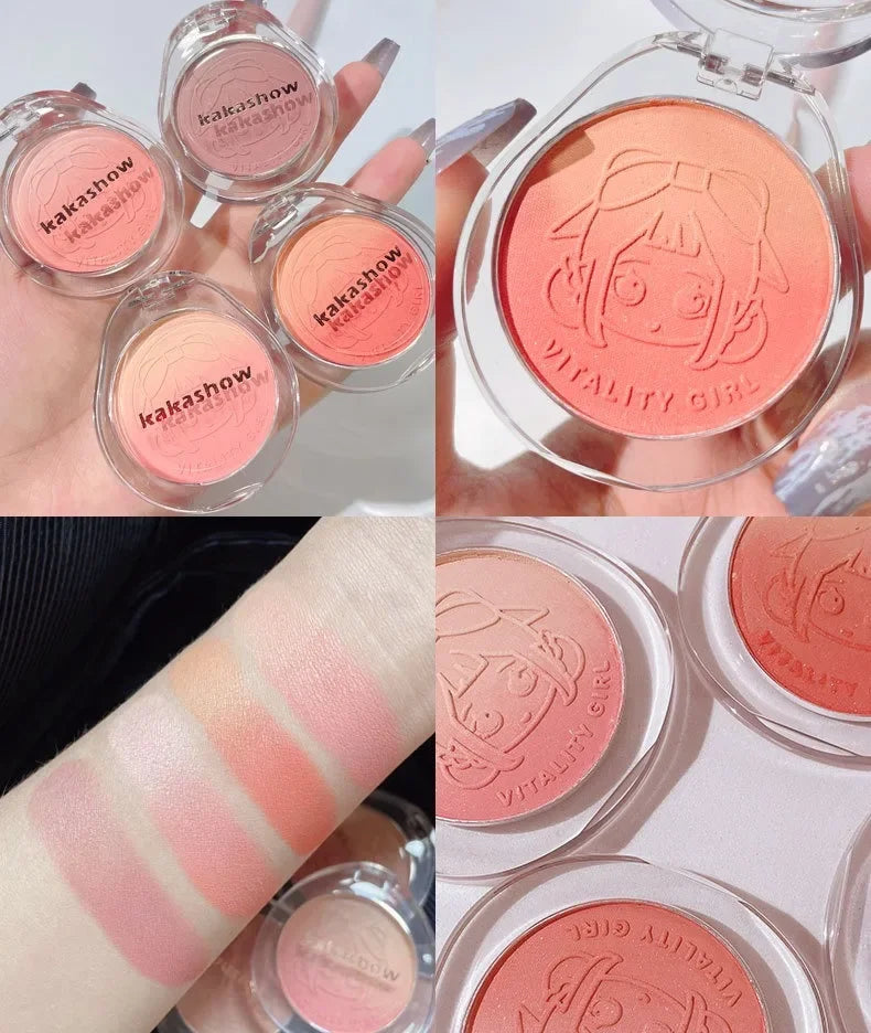Dual Gradient Blush Highlights Natural Nude Makeup Brightening Cheek Purple Blue Female Niche Brand 2024 New Makeup Cosmetics