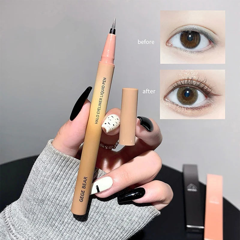 Waterproof Quick Dry Liquid Eyeliner Pen Ultra-fine Matte Black Brown Lasting Lying Silkworm Eyeliner Pencil Natural Eyes Makeup