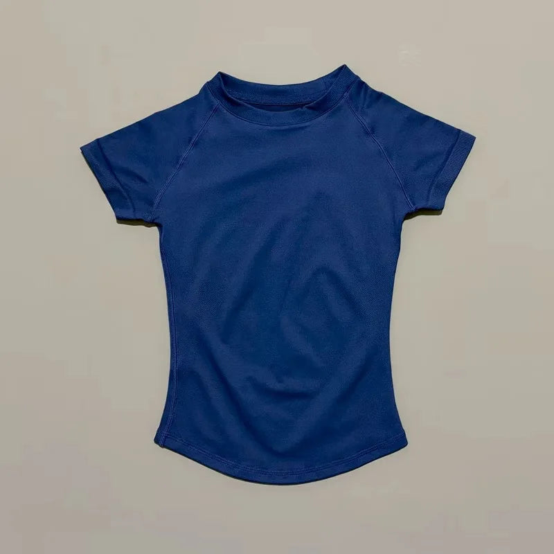 Short Sleeve Seamless Yoga Top Women Quick Dry Breathable Slim Fit Workout Gym Running Fitted Sports T-Shirt Activewear