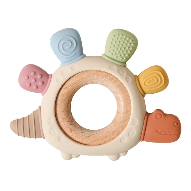 Baby Dinosaur Silicone Teether - BPA-Free Sensory Toy for Infants