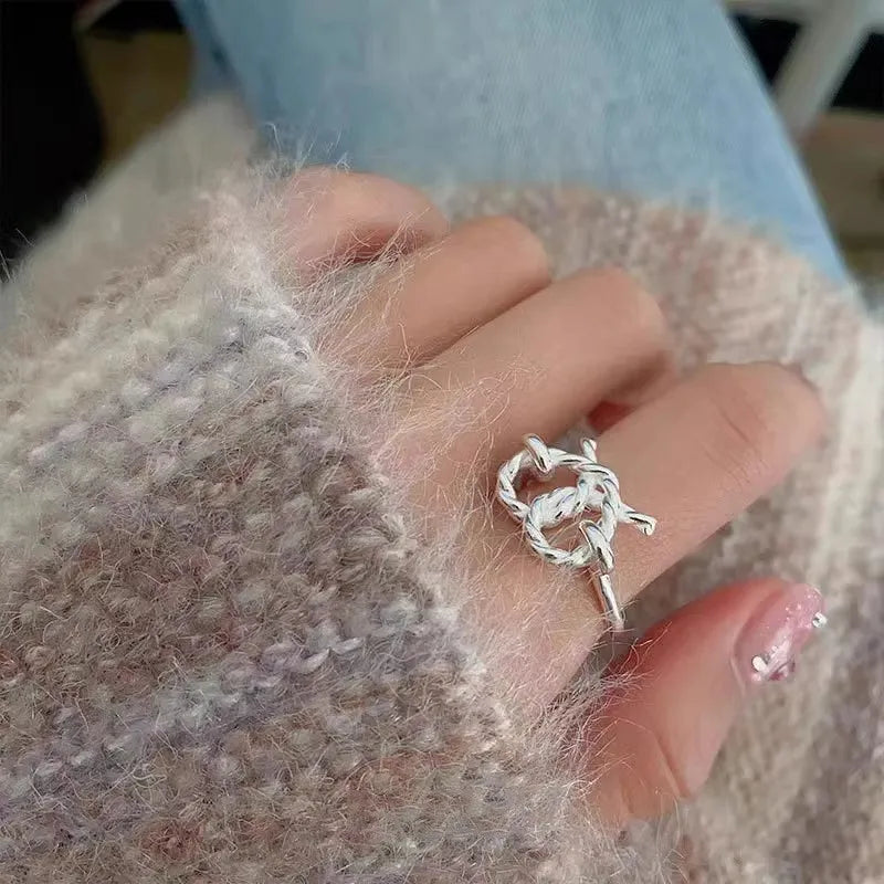 Panjbj 925 Sterling Silver Lines Ring For Women'S Jewelry Finger Adjustable Open Vintage For Birthday Dropship
