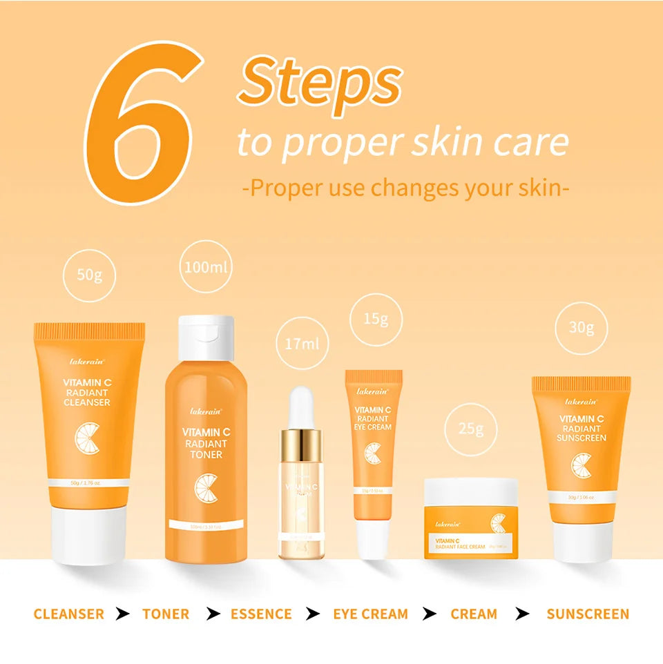 Vitamin C Enriched Skin Care Set - Combat Pigmentation & Fine Lines with Complete Routine Smooth Wrinkles, and Nurture Your Skin