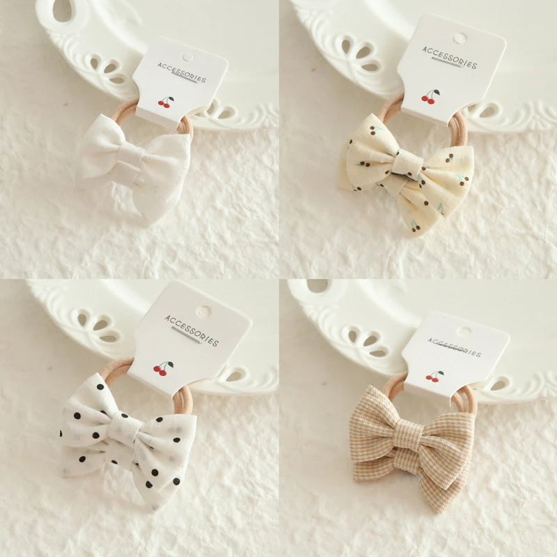AITOUSHI Girls' Elastic Hair Bow Ties - Cotton Printed Hair Rope