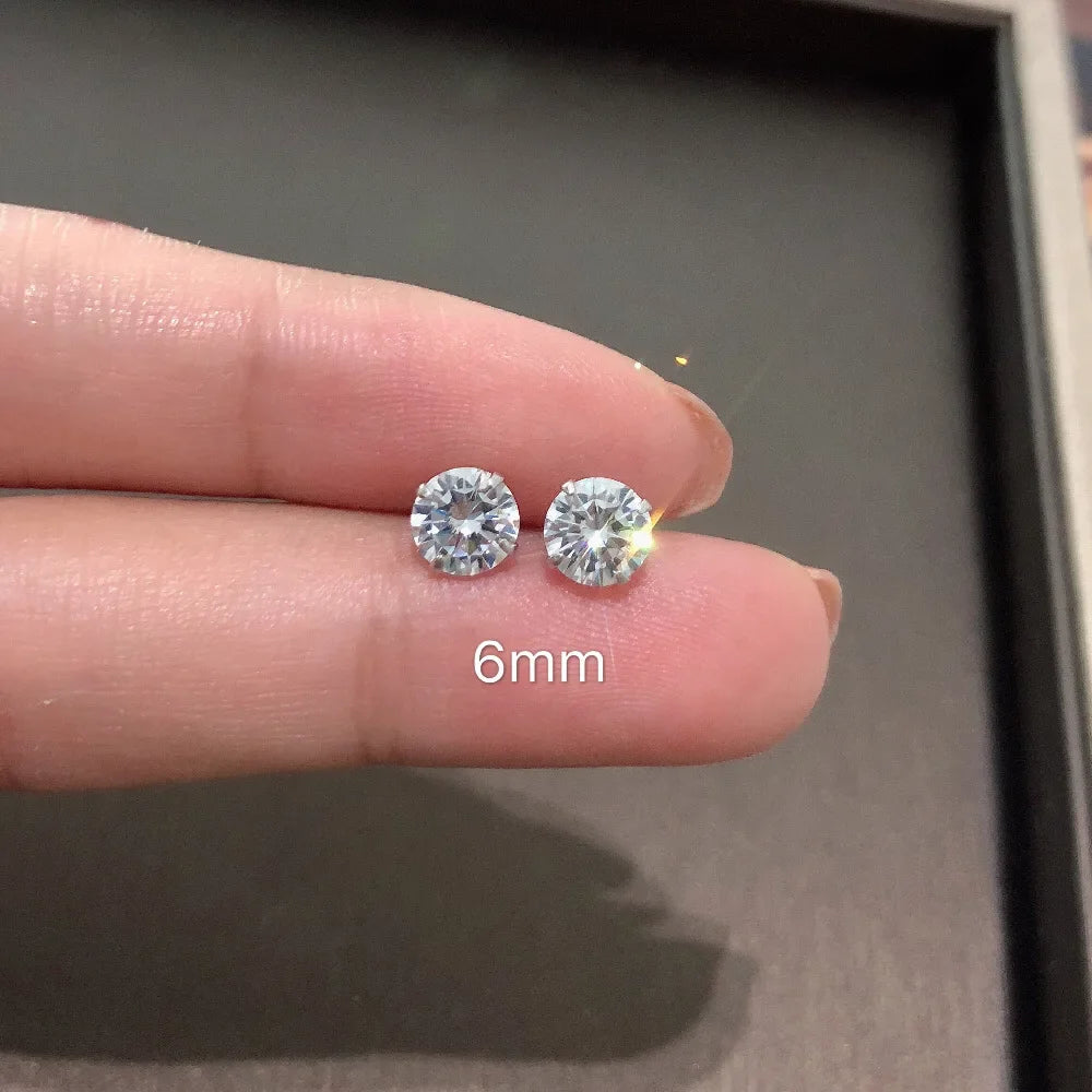 Sterling Silver Stud Earrings 925 Real Clear Crystal Cz Tiny Delicate For Women Teens Girls Jewelry