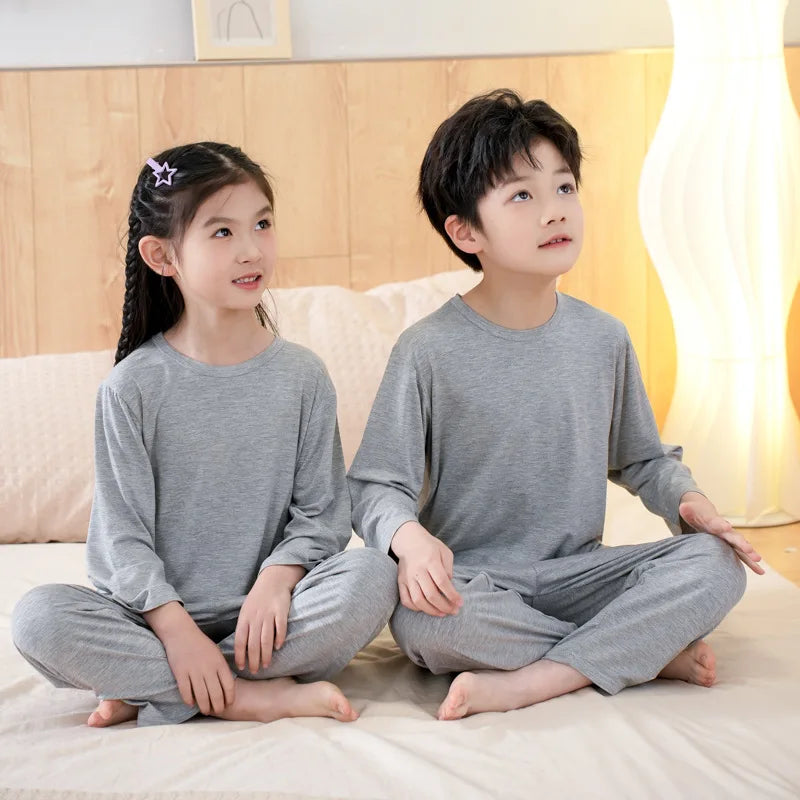 Unisex Kids Long Sleeve Pajamas Set - Cotton Blend Sleepwear