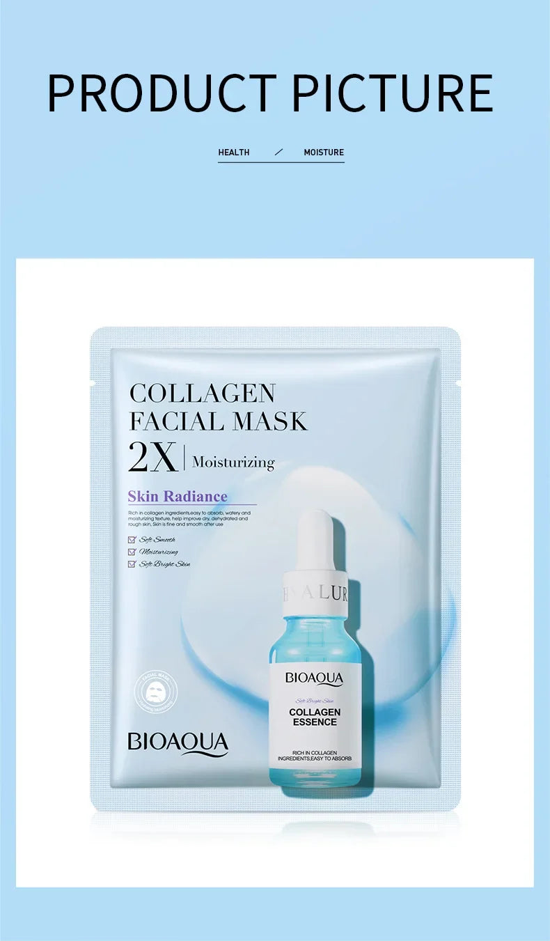 20pcs/5pcs Centella Collagen Face Mask VC Moisturizing Refreshing Sheet Masks Hyaluronic Acid  Facial Mask Skin Care Products