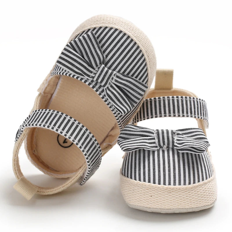 Summer Girl Baby Casual Sandals Soft Sole Comfortable Lightweight Walking Shoes Bow Canvas Baby Shoes