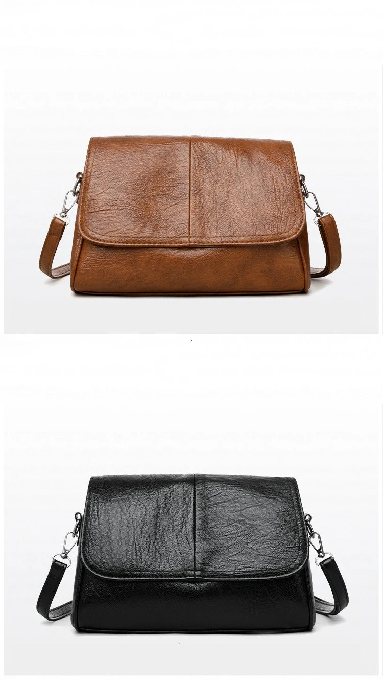 Retro Oil Wax Leather Crossbody Bag,with Textured and Vintage Feel,Simple and Elegant Flap Design,and Adjustable Shoulder Strap
