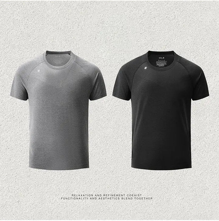 Leavo Johnson Men's Seamless Knitted Summer T-Shirt Quick Dry Mesh Sporty Short Sleeve round Neck Geometric Pattern Polyester